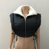 EVE Plus Size Solid Color Cashmere Reversible Wear Cotton Vest BN-9440
