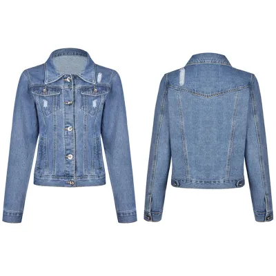 EVE Plus Size Fashion Long Sleeve Denim Coat GKNF-TS-CH216