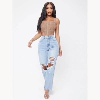 EVE Holes Washed Casual Jeans GKNF-TS-7069