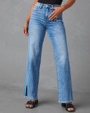 EVE Casual Loose Split Straight Jeans GKNF-TS-723