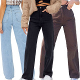 EVE High Waist Loose Denim Straight Jeans GKNF-TSX-1006