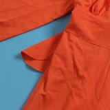 EVE Deep V Neck Lantern Sleeve Tie Up Jumpsuit NY-10661