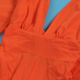 EVE Deep V Neck Lantern Sleeve Tie Up Jumpsuit NY-10661