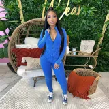 EVE Print V Neck Tight Zipper Jumpsuit YF-10662