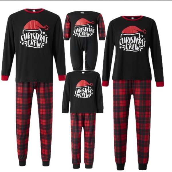 EVE Round Neck Plaid Printed Christmas Parent-child Pajama Suit YLDF-935
