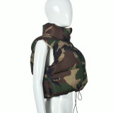 EVE Camouflage Collar Sleeveless Short Cotton Jacket Coat GNZD-9445TD