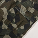 EVE Camouflage Print High Split Long Skirt GNZD-8805DD