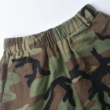 EVE Loose Letter Camouflage Print Casual Shorts GNZD-6495PL