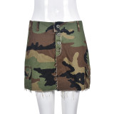 EVE Camouflage Print Split Mini Skirt GNZD-9190DD