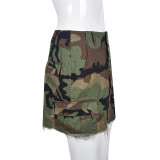EVE Camouflage Print Split Mini Skirt GNZD-9190DD