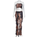EVE Tie Dye Warp Chest And Pants 2 Piece Set GNZD-7918SG