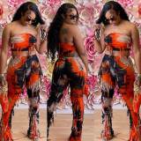EVE Tie Dye Warp Chest And Pants 2 Piece Set GNZD-7918SG