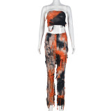 EVE Tie Dye Warp Chest And Pants 2 Piece Set GNZD-7918SG