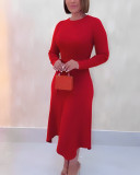 EVE Long Sleeve Solid Color Maxi Dress OMY-11033