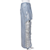 EVE Fashion Slit Tassel Denim Half-body Skirt GNZD-9488DD