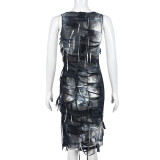 EVE Slim Fit Tie-Dye Sleeveless Midi Dress GNZD-7926DG