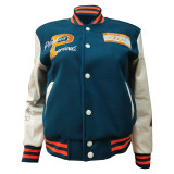 EVE Thickened Embroidered Color Block Baseball Jacket CM-001