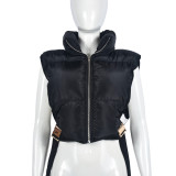 EVE Zipper Stand Collar Bandage Vest Coat GNZD-9620TD