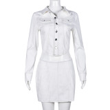 EVE Long Sleeve Lapel Shirt And Skirt Two Piece Set GNZD-9318SD