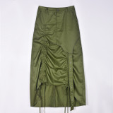 EVE Slit Drawstring Pleated Half-body Skirt GNZD-9131DD