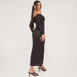 EVE See Through Backless One Shoulder Maxi Dress GNZD-9561DD