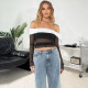 EVE Contrast Color One Shoulder See Through T-shirt GNZD-9653TD