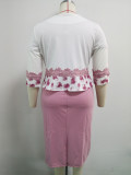 EVE Plus Size Print Dyeing Coat And Short Sleeve Dress Suit GJXI-JX001