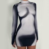 EVE Print Slim Long Sleeve Mini Dress GSZM-L23DS066