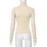 EVE Solid Color Long Sleeve Slim Tops GSZM-M23TP428