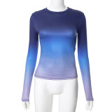 EVE Solid Long Sleeve O Neck T Shirt GSZM-M22TP636