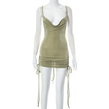 EVE Drawstring Sling Backless Sexy Mini Dress GSZM-K23DS223