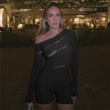 EVE Sexy Erotic Slash Shoulder Long Sleeve Romper GYDE-YDT177