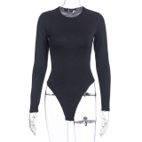 EVE Casual Solid Color Long Sleeve Bodysuit BLG-P9B1581A