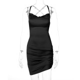 EVE Sexy Backless Tie Up Sling Pleated Mini Dress BLG-D0B3838A