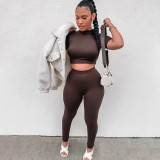 EVE Short Sleeve Crop Tops And Pants Sport Two Piece Set BLG-S0C4216A