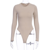 EVE Casual Solid Color Long Sleeve Bodysuit BLG-P9B1581A