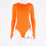 EVE Long Sleeve Solid Color Slim Bodysuit BLG-P971084W