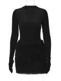 EVE Long Sleeve Bodysuit And Plush Skirt Two Piece Set BLG-S3813935A