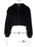 EVE Fashion Cardigan Zipper Hooded Fleece Jacket BLG-C3813845K