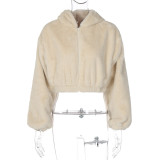 EVE Fashion Cardigan Zipper Hooded Fleece Jacket BLG-C3813845K