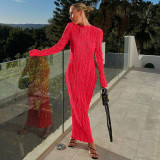 EVE Solid Color Long Sleeve Slim Maxi Dress BLG-D269186A