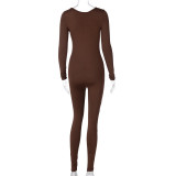 EVE Long Sleeve Solid Color Slim Jumpsuit BLG-P0A3610A