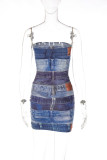 EVE Backless Print Tube Tops Mini Dress BLG-D2C11412A