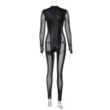 EVE Fashion Splicing Mesh Back Zipper Jumpsuit BLG-P279530A