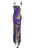 EVE Fashion Printed Split Backless Halter Dress BLG-D279625K