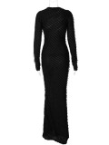 EVE Fashion Solid Color Long Sleeve Slim Maxi Dress BLG-D3813931A