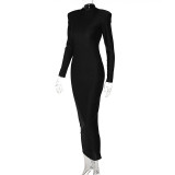 EVE Solid Color Slim Solid Color Maxi Dress BLG-D1B7236K