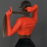 EVE Solid Color Long Sleeve Glove Short T-Shirt BLG-T3612960A