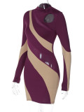 EVE Fashion Splicing Mesh Hollow Out Mini Dress BLG-D3211629K