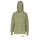 EVE Fashion Hooded Long Sleeve Knit Sweater BLG-T3713479A